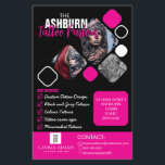 Tattoo Parlour Poster - Custom Black pink Flyer<br><div class="desc">Promote your tattoo parlour with style using this eye-catching, customizable poster, designed by The Arty Apples. Featuring a bold black and pink color scheme, this editable poster is perfect for attracting new clients and showcasing your services. Whether you're promoting special offers, new tattoo designs, or just looking to give your...</div>