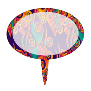 Tattoo Pattern Art - flames & circles Cake Topper
