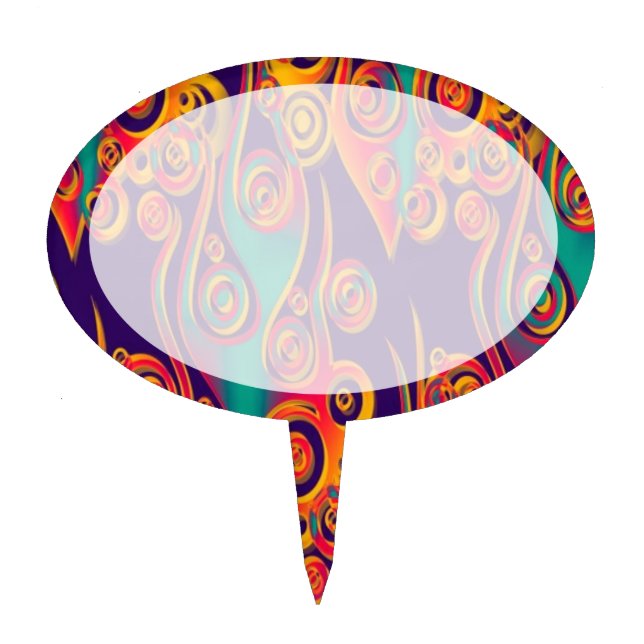 Tattoo Pattern Art - flames & circles Cake Topper (Front)