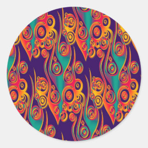 Tattoo Pattern Art - flames & circles Classic Round Sticker