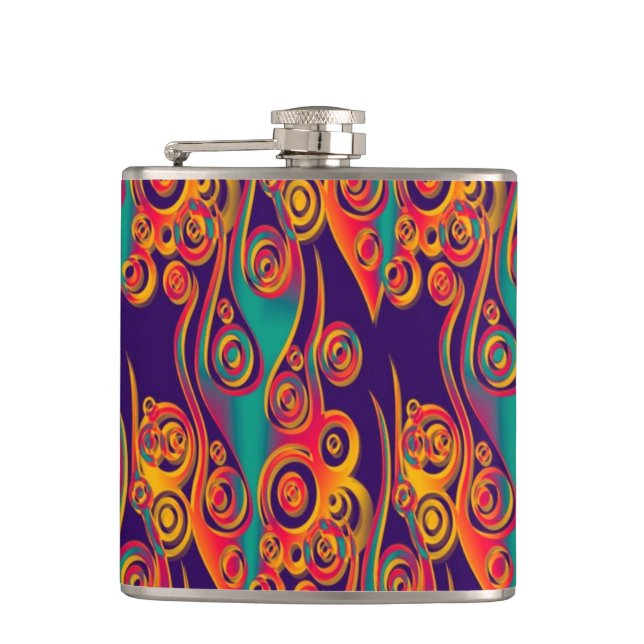 Tattoo Pattern Art - flames & circles Flask (Front)