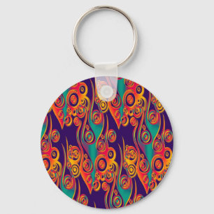 Tattoo Pattern Art - flames & circles Keychain