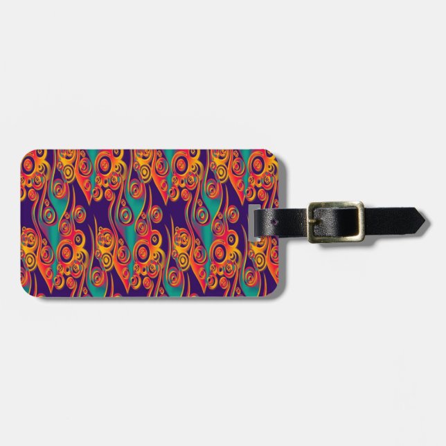 Tattoo Pattern Art - flames & circles Luggage Tag (Front Horizontal)