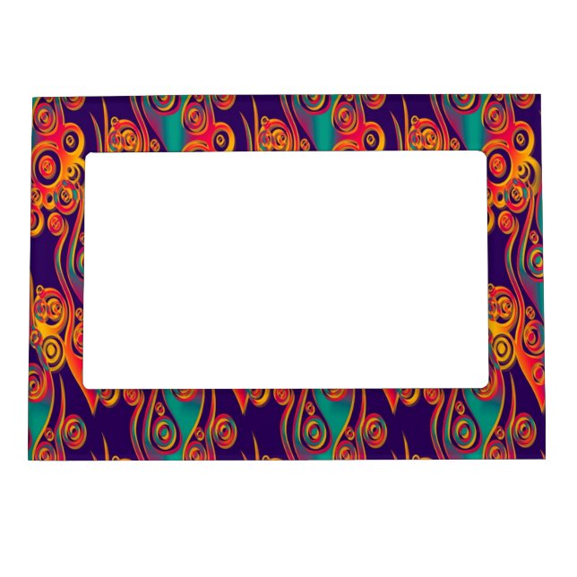 Tattoo Pattern Art - flames & circles Magnetic Picture Frame (Front)