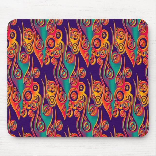 Tattoo Pattern Art - flames & circles Mouse Pad (Front)