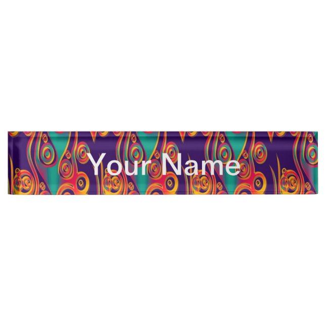 Tattoo Pattern Art - flames & circles Name Plate (Front)