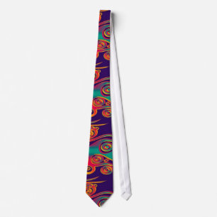 Tattoo Pattern Art - flames & circles Neck Tie