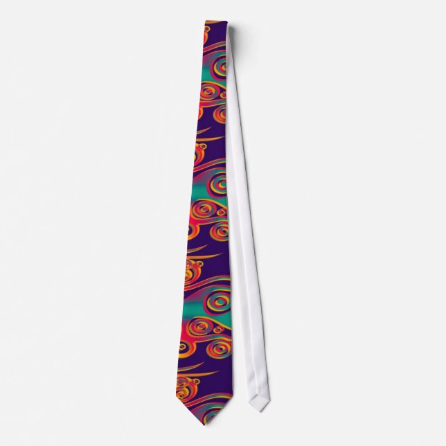 Tattoo Pattern Art - flames & circles Neck Tie (Front)
