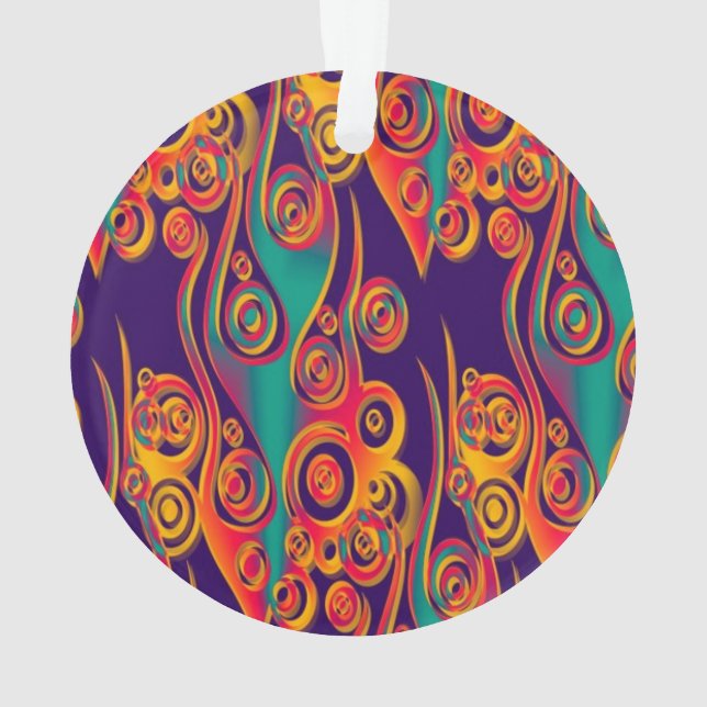 Tattoo Pattern Art - flames & circles Ornament (Back)