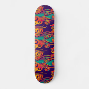 Tattoo Pattern Art - flames & circles Skateboard