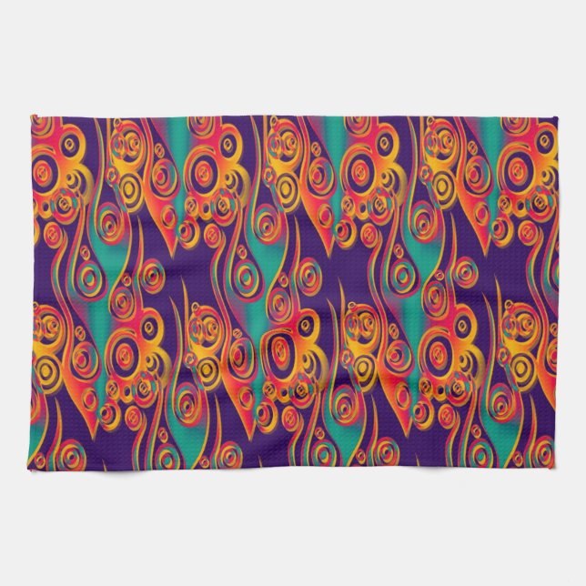 Tattoo Pattern Art - flames & circles Towel (Horizontal)