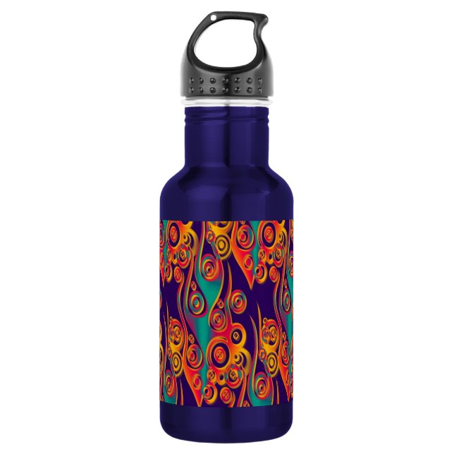 Tattoo Pattern Art - flames & circles Water Bottle (Front)