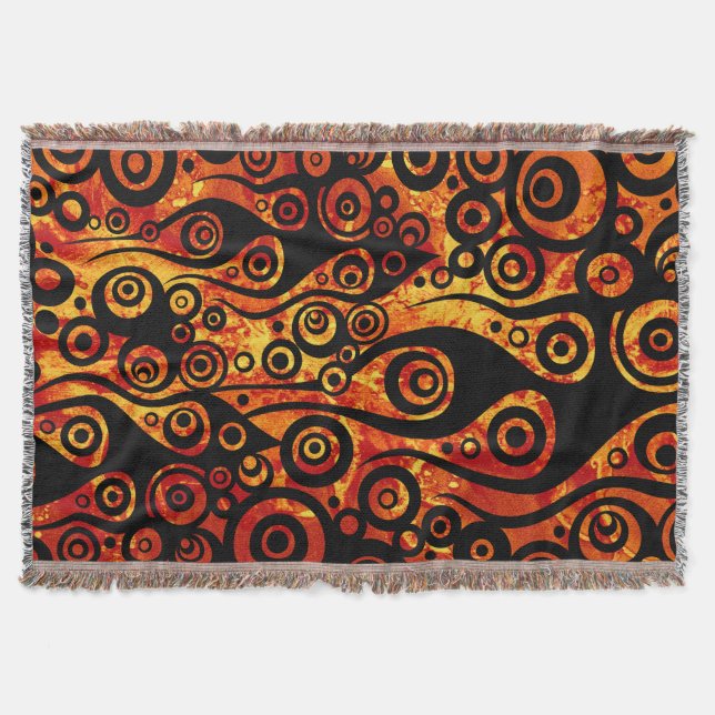 Tattoo Pattern ART - flames & circles + your idea Throw Blanket (Front)