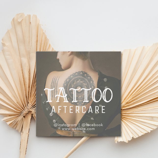 Tattoo Professional Photo Aftercare Instructions Square Business Card (Creator Uploaded)