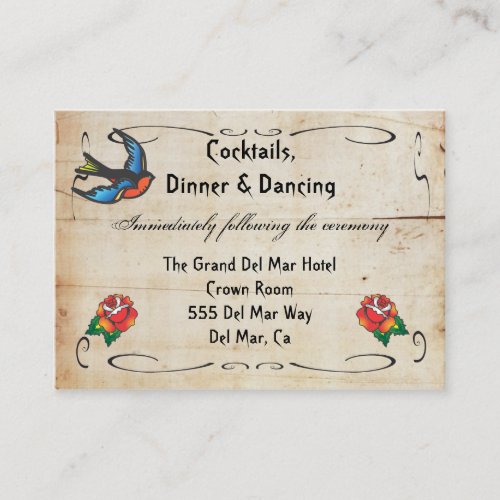 Tattoo Reception Enclosure Card Insert Business Card