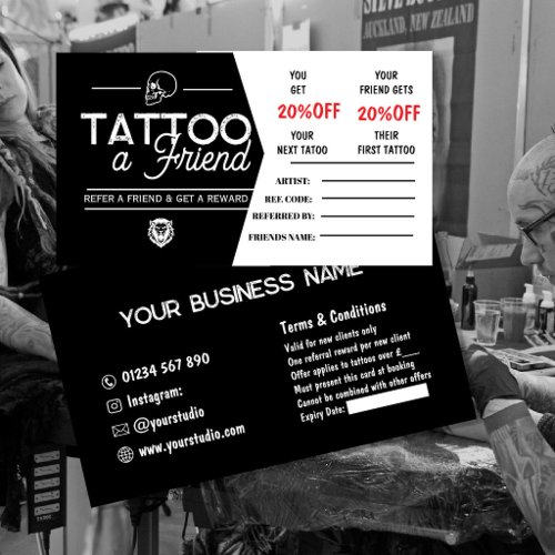 Tattoo Referral Card Template | Tattoo a Friend