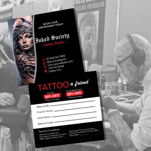 Tattoo Referral Card Template | Tattoo a Friend