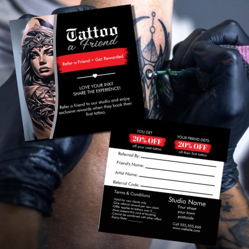 Tattoo Referral Card Template | Tattoo a Friend