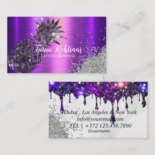 TATTOO Removal Glitter Sparkling Business Card (Front/Back)