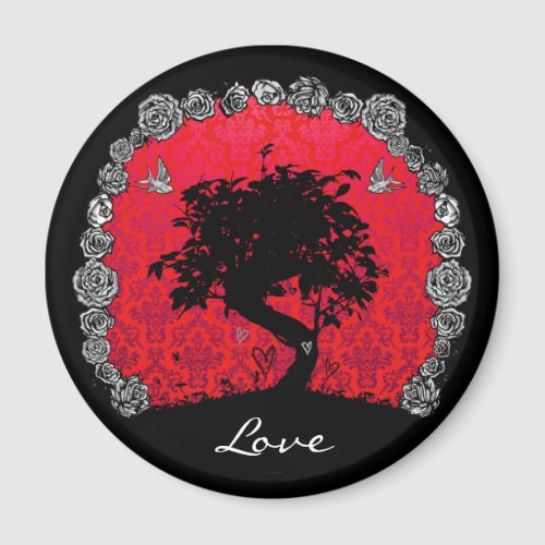 Tattoo Rose Bonsai Tree of Love Swallow Magnet