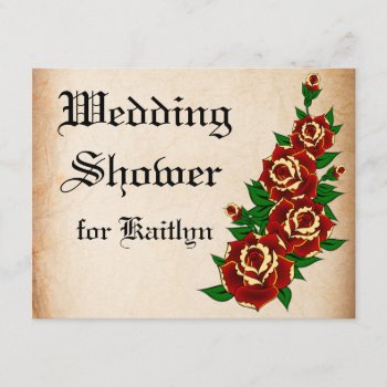 Tattoo Rose Bridal Shower Invitation by itsyourwedding at Zazzle