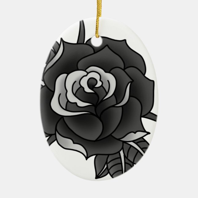 Tattoo Rose Ceramic Ornament (Front)
