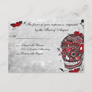 Tattoo Rose & Fluers Muerte Skull Reception Card