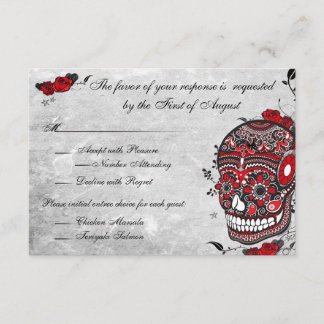 Tattoo Rose & Fluers Muerte Skull Reception Card