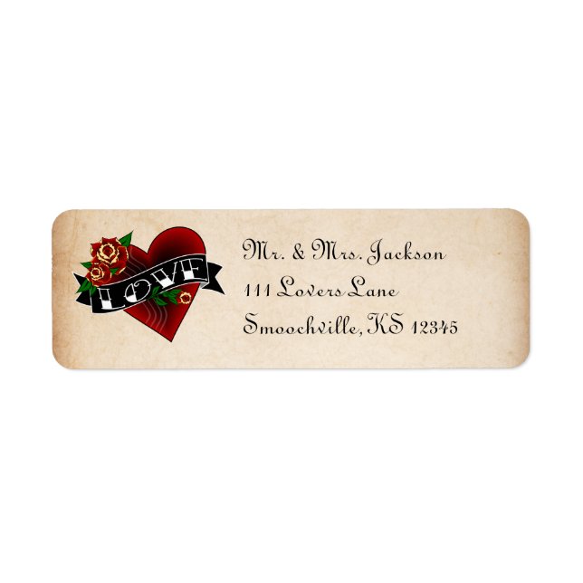 Tattoo Rose Return Address Labels (Front)