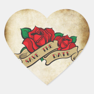 Tattoo Rose Rockabilly Save the Date Wedding Seals