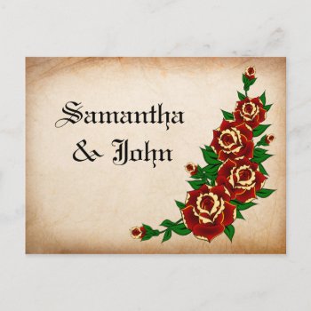 Tattoo Rose Save The Date Announcement Postcard by itsyourwedding at Zazzle