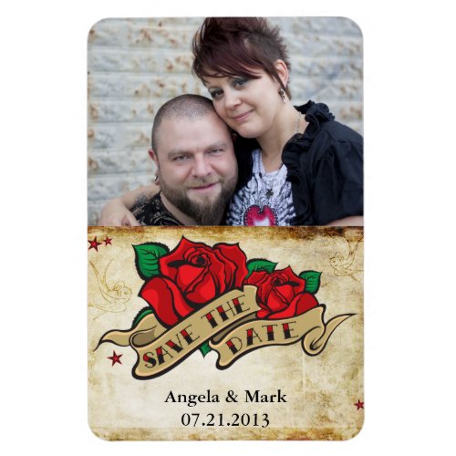 Tattoo Rose Save the date Photo Magnet