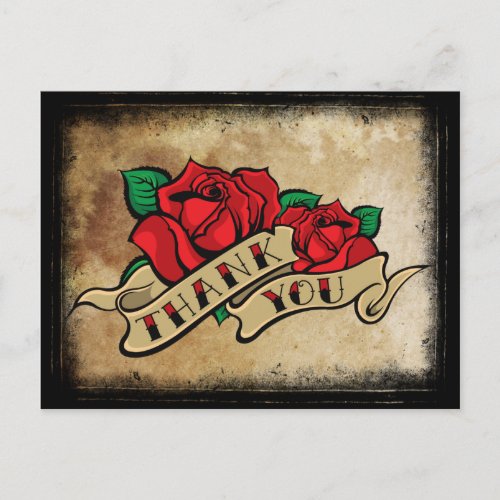 Tattoo Rose Thank You Postcard