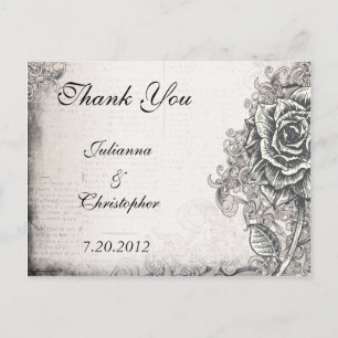 Tattoo Rose Thank You Wedding Postcard