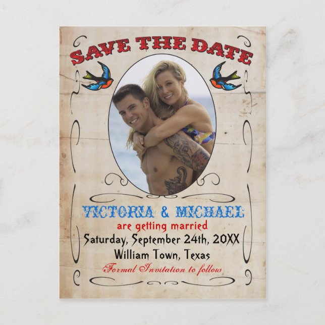 Tattoo Save the Date Postcards (Front)