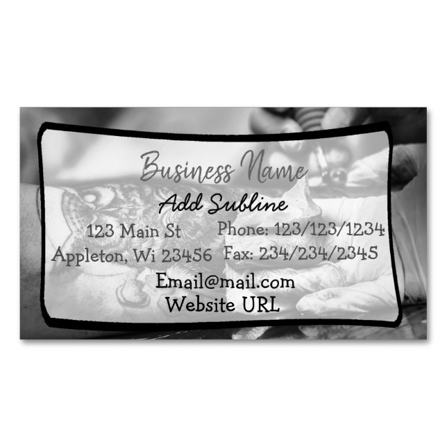 Tattoo Shop Business Information Magnetic Card (Front)