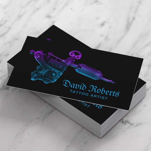 Tattoo Shop Modern Tattoo Gun Black Business Card