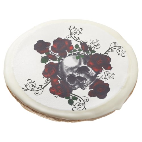 Tattoo Skull and Roses Gothic Art Sugar Cookie
