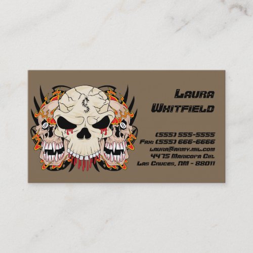 Tattoo Skull Eight Ball Flame Fire Business Card