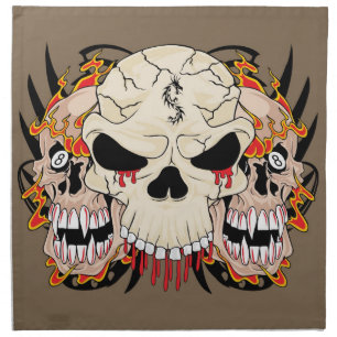 Tattoo Skull Eight Ball Flame Fire Dragon Napkins