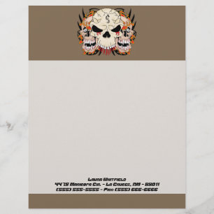 Tattoo Skull Eight Ball Letterhead Stationery