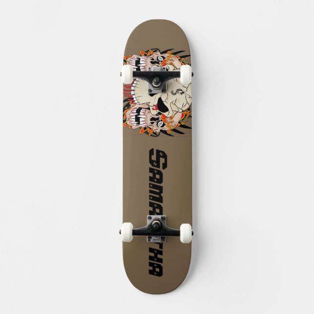 Tattoo Skull Eight Ball Old School Skateboard Deck (Front)