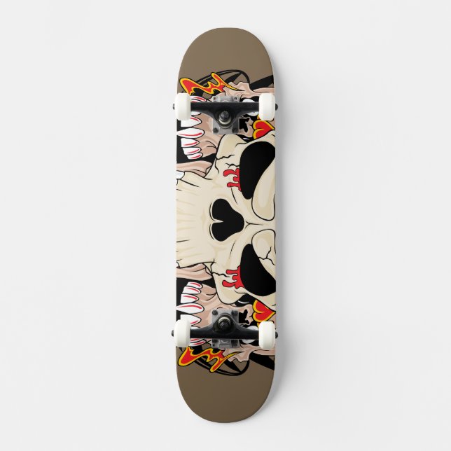 Tattoo Skull Eight Ball Old School Skateboard Deck (Front)