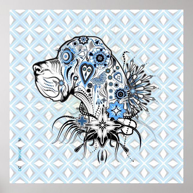 Tattoo Stil Doggen Portrait Poster (Front)