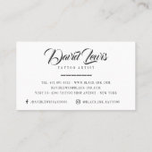 Tattoo studio black photo white script typography business card (Back)