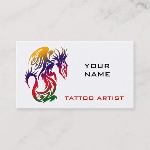 Customizable Tattoo Studio Business Cards Dragon