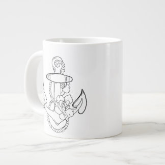 Tattoo style anchor giant coffee mug