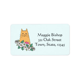 Tattoo Style Cat Return Address Label
