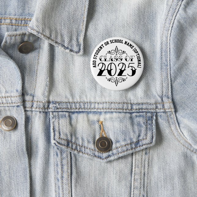 Tattoo Style Class of 2025 Graduation Button (In Situ)