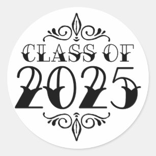 Tattoo Style Class of 2025 Graduation Classic Round Sticker